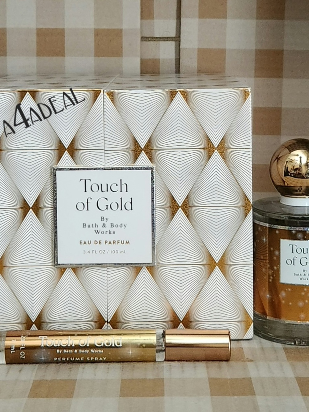 New! Bath & Body Works TOUCH OF GOLD 3.4 FL OZ EDP Spray & Mini EDP Spray Bundle